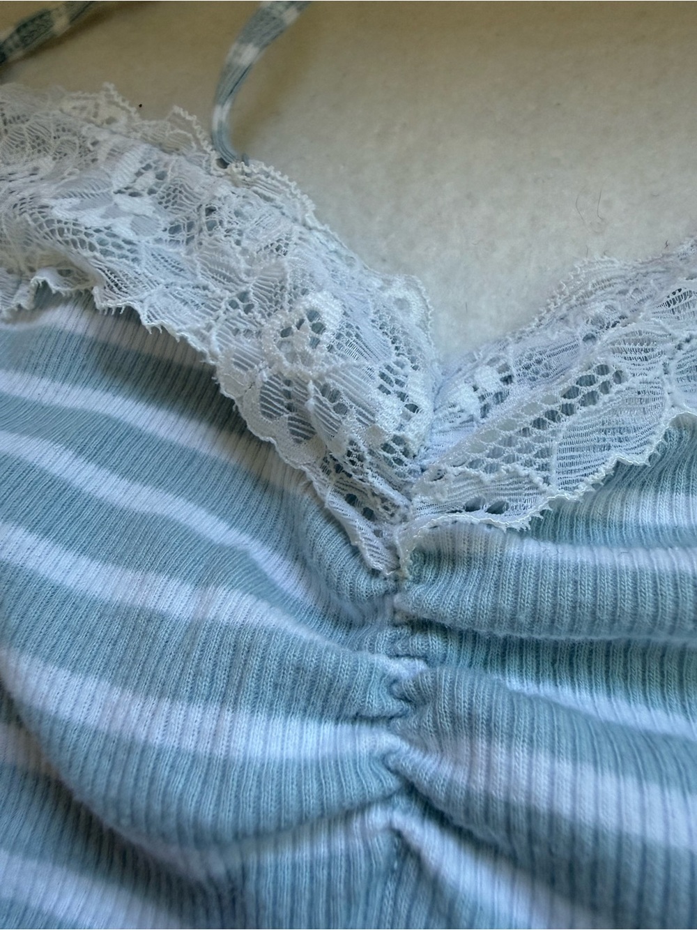 Blue & White american eagle Striped Lace Trim Cami - Picture 3 of 5